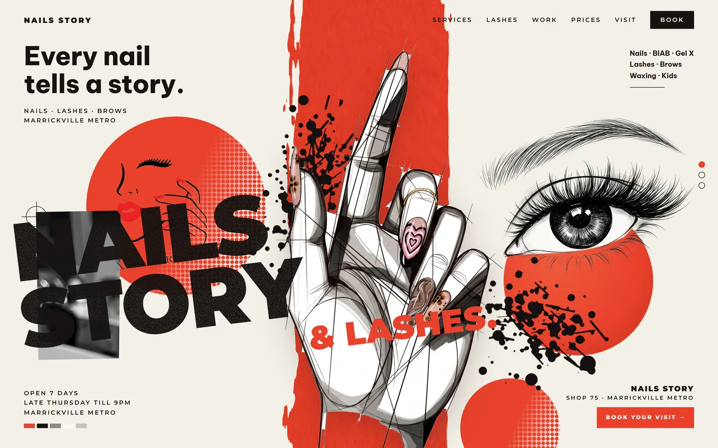 Bản thiết kế web Nails Story & Lashes trên máy tính